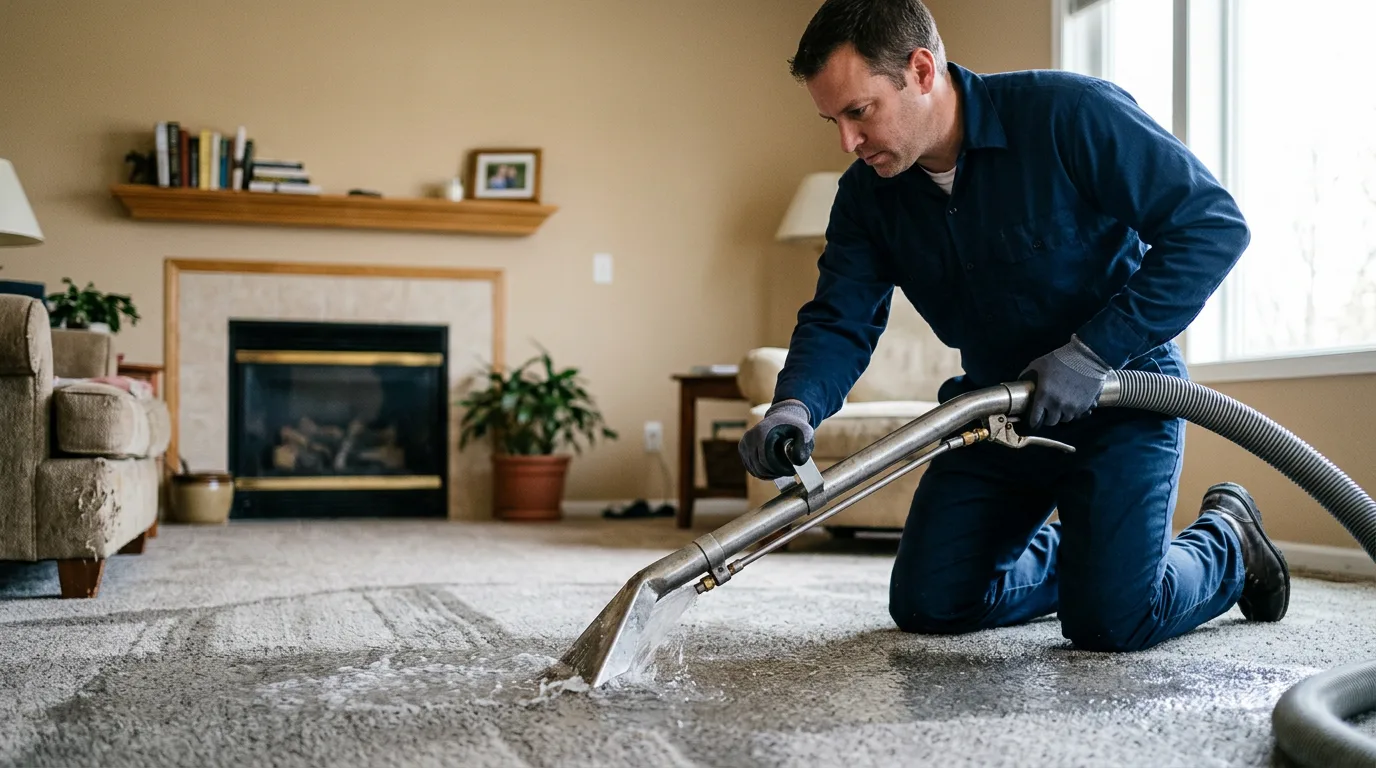 Water damage restoration technician working near Hennepin, OK